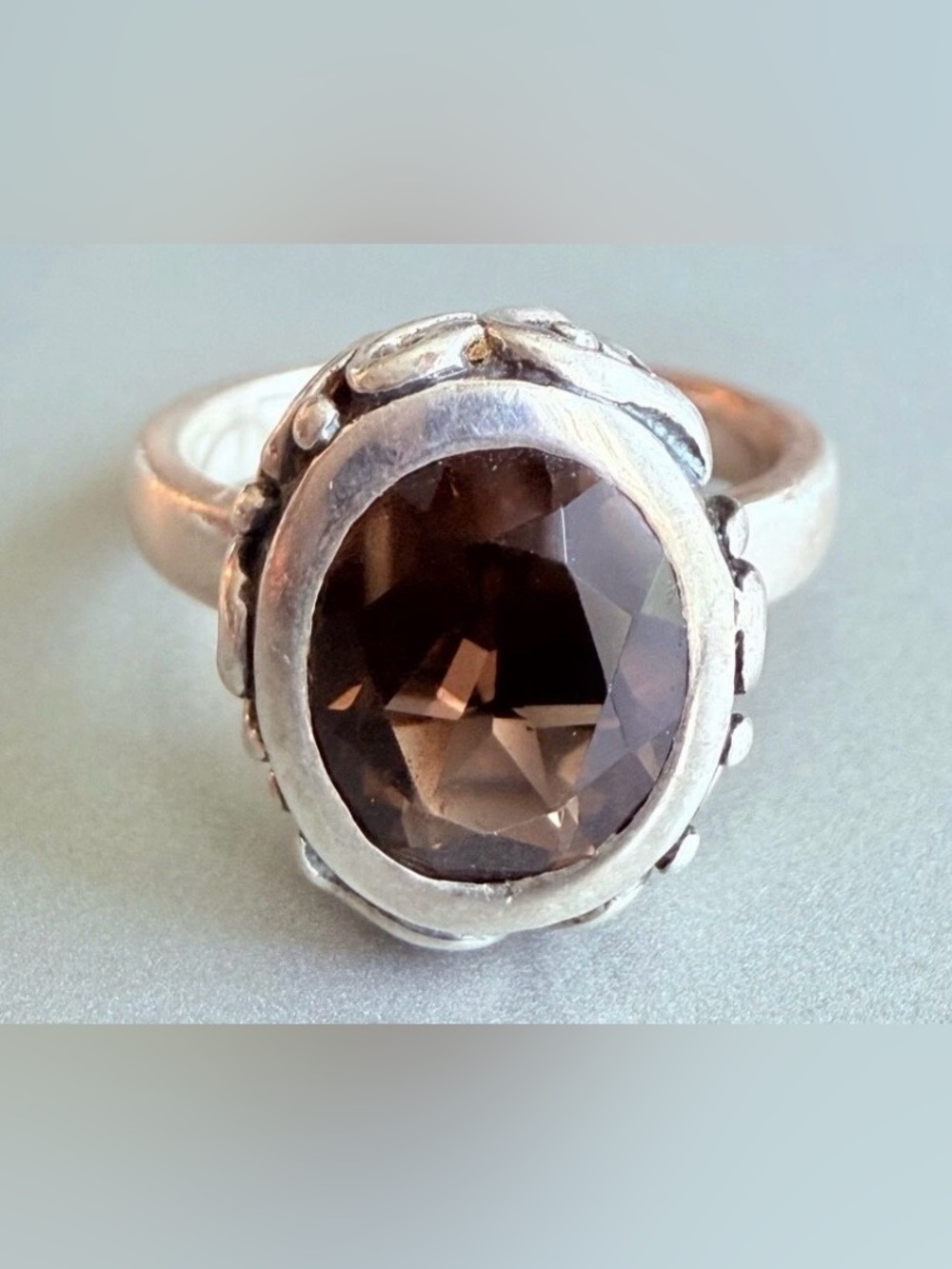 Smokey Topaz Silver Ring